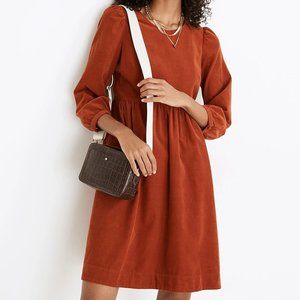 Madewell Corduroy Puff-Sleeve Mini Dress